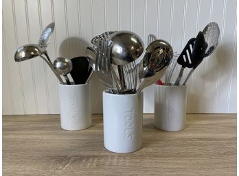 Assortment Of Kitchen Utensils And Holders