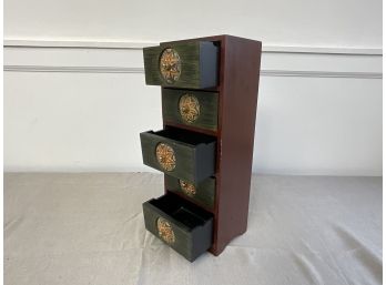 Wooden Jewelry Box With Distressed Painted Finish