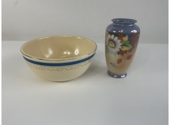 Vintage Bowl & Hand Painted Japanese Vase