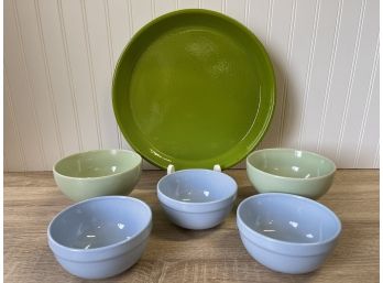 Green Serving Tray And Bowls