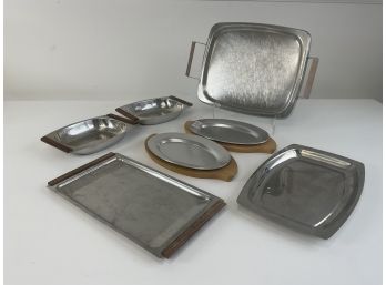 Assortment Of Vintage Scandinavian Nordic Ware Aluminum And Stainless Steel Serving Platters