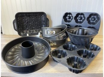 Collection Of Bakeware Pans With Floral Designs, Spring Form Pans And More