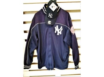 New York Yankees Authentic Dugout Jacket Size 2XL &  New York Yankee Logo Hat