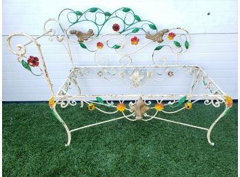 French Antique Bench Scrolled Wrought Iron