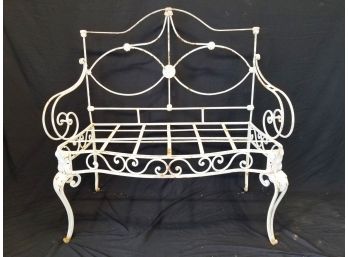 Antique French Wrought Iron Bench Seat White #7