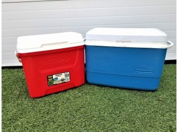Rubbermaid 48 Quart Cooler With Handles And Igloo 28 Quart Cooler