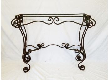 Antique French Wrought Iron Console Table Green - No Top