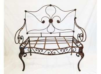 Antique French Scrolled Wrought Iron Bench Seat  Needs Repair