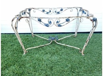 Beautiful French Antique Hand Forged Scrolled Wrought Iron Rectangular Coffee Table No Top