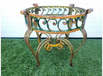 Antique Scrolled Wrought Iron Round SideOccasional Table No Top