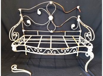 Antique French Wrought Iron Bench Seat  White  Needs Repair