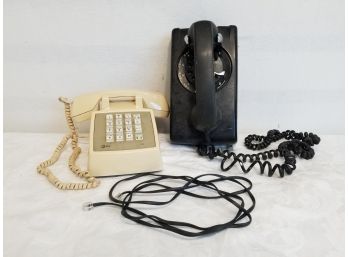 Two Vintage Telephones With Cord