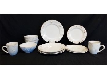 13 Piece Embossed Seashell Dinnerware Set Hampton Collection By Thomson Pottery