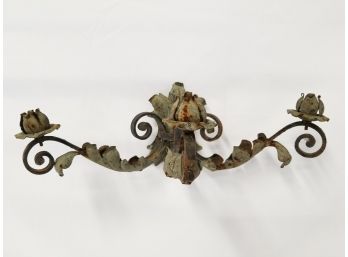 Antique French Scrolled Wrought Iron Wall Sconce #2