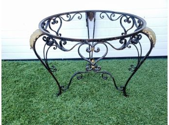 Very Pretty French Antique Painted Scrolled Wrought Iron Small Round Occasional No Top