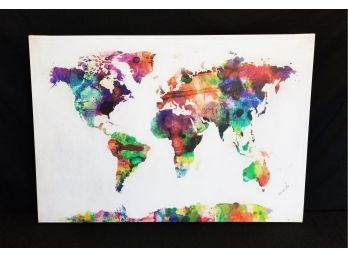 Map Of The World Stretched Canvas Wall Art