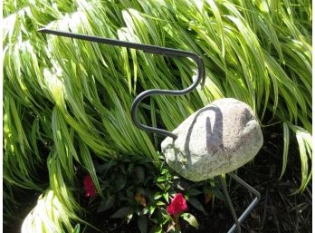 Rock And Metal Garden Stork Sculptures (see Additional Photos)