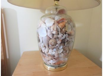 Large Shell Filled Glass Table Lamp
