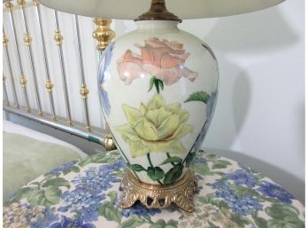 High Quality Ceramic Table Lamp With Large Colorful Flowers