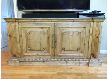 Modern Carved Pine Armoire Of Antique Wood (See Additional Photos)