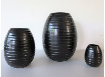 Set Portuguguese Modern Black Vases