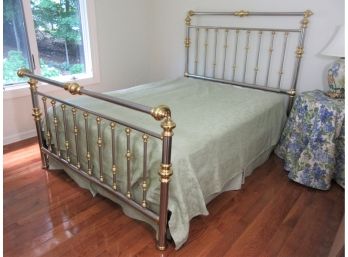 Stainless Steel And Brass Queen Bed By Charles P Rogers, NYC