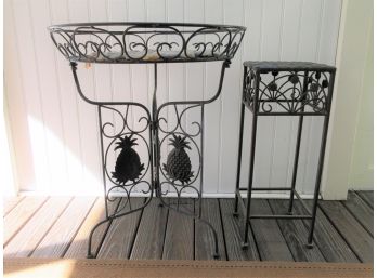 Wrought Metal Flower Stand + Metal Side Table / Stand
