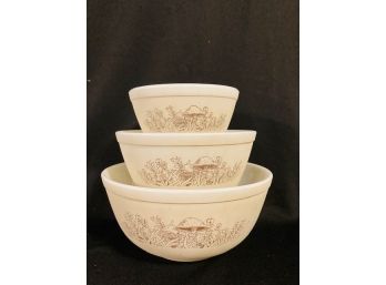 Vintage MCM Pyrex Forest Fantasies Mixing Bowls