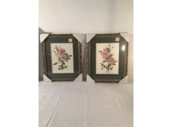 Pair Of Framed Flower Print's (Karen Heine)