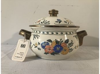 1981 Enamel/Brass Handles Covered Pot