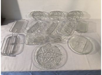 16 Misc Cut & Pressed Glass Serving Pieces