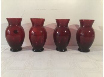 Anchor Hocking Ruby Glass 4 Vases