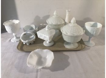 16 Pc Milk Glass Lot