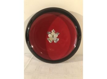 Black Lacquer Bowl Abalone Inlay 13 1/2'