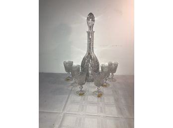 Crystal Decanter Set 6 Glasses