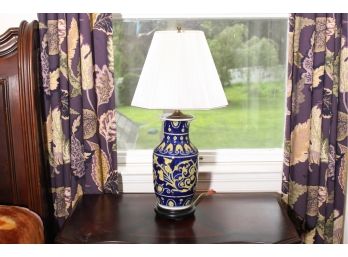 Blue And Yellow Hand Painted Table Lamp