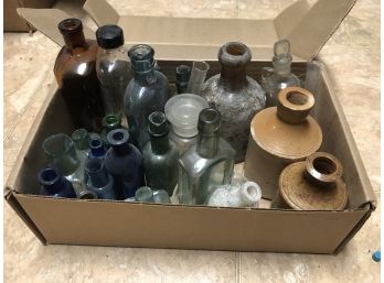 Assorted Antique Glass And Pottery Bottles