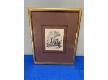 Vintage Signed Etching Under Glass Matted With Great Provenance