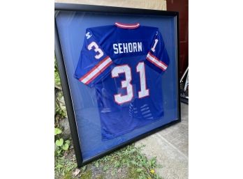 N Y Giants Jason Sehorn (Hand Signed )Nicely Framed Under Glassunder Glass