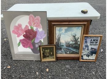 4 Framed Prints,3 Under Glass, 2 Vintage Nice Frames