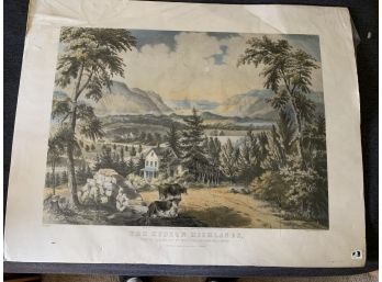 Currier & Ives Stone Lithograph (The Hudson Highlands)