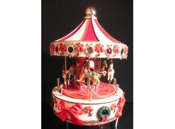 Vintage 1990s Holiday Workshop Christmas Carousel Lighted Musical Merry Go Round By Maisto