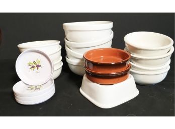 Lot Of Ceramic Bowls Including William Sonoma And Olive Dipping Trays