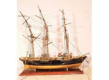 Vintage Wood Pirate Schooner Tall Ship Model