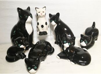 Lot Of Pottery Cats From Elpa Alcobaca In Portugal And Nantucket Home