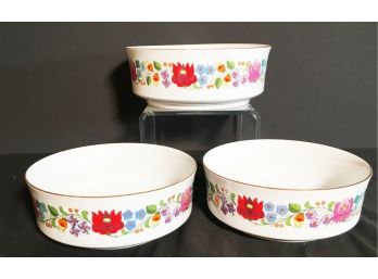 Vintage Kalosca Hungary Hand Painted Set Of Three Vegetable Bowls #0098