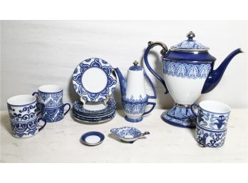 Blue And White Bombay Of China Coffee And Tea Set