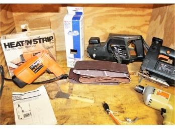 Mostly Black&Decker, Belt Sander Model #7447, HeatN' Strip Model #9750 With Box, Jig Saw Model #588