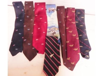 Lot Of Aviation Ties In Brown, Burgundy And Navy