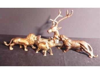 Vintage Lot Brass Wildlife Animal Figurines